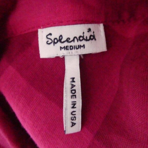 Splendid Long Sleeve Button Up Plaid Shirt Pink Medium 100% Cotton Lightweight - Picture 6 of 11